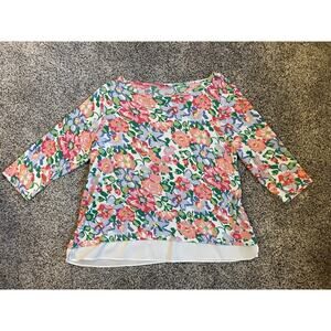 Talbots 3/4 Sleeve Floral Print Knit Top Women’s Petite XL